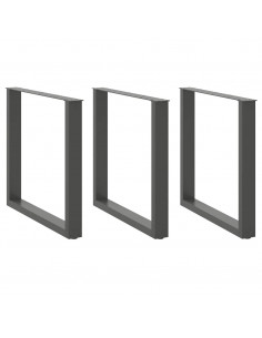 Gambe Tavolino Caffè a U 3 pz Antracite 90x(72-73)cm in Acciaio