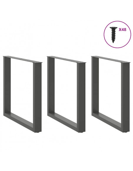 Gambe Tavolino Caffè a U 3 pz Antracite 90x(72-73)cm in Acciaio