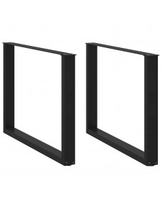 Gambe Tavolino da Caffè a U 2 pz Nero 100x(72-73) cm in Acciaio