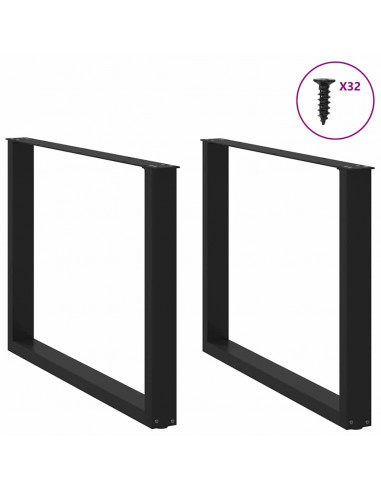 Gambe Tavolino da Caffè a U 2 pz Nero 100x(72-73) cm in Acciaio