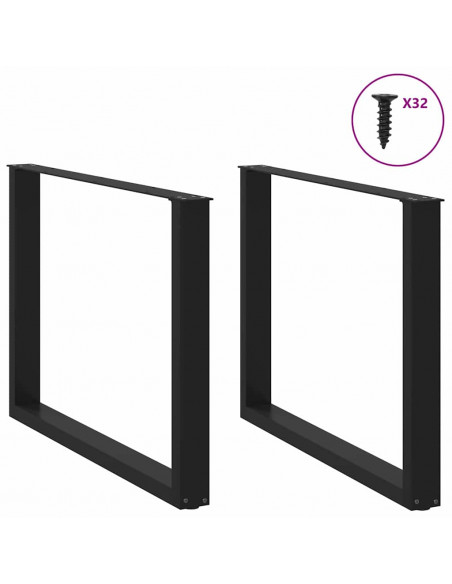 Gambe Tavolino da Caffè a U 2 pz Nero 100x(72-73) cm in Acciaio