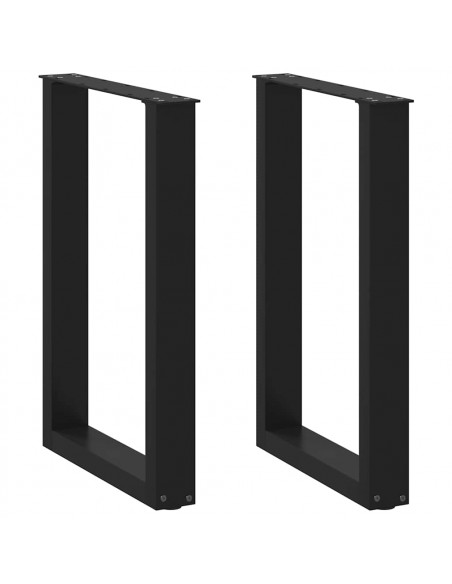 Gambe Tavolino da Caffè a U 2 pz Nero 50x(72-73) cm in Acciaio