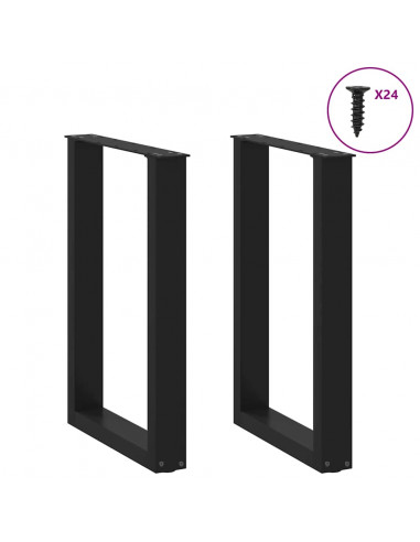 Gambe Tavolino da Caffè a U 2 pz Nero 50x(72-73) cm in Acciaio