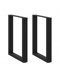 Gambe Tavolino da Caffè a U 2 pz Nero 60x(72-73) cm in Acciaio