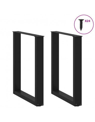 Gambe Tavolino da Caffè a U 2 pz Nero 60x(72-73) cm in Acciaio