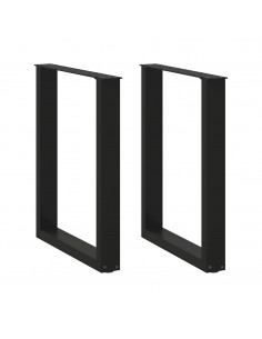 Gambe Tavolino da Caffè a U 2 pz Nero 70x(72-73) cm in Acciaio