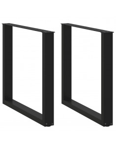 Gambe Tavolino da Caffè a U 2 pz Nero 80x(72-73) cm in Acciaio