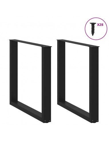 Gambe Tavolino da Caffè a U 2 pz Nero 80x(72-73) cm in Acciaio