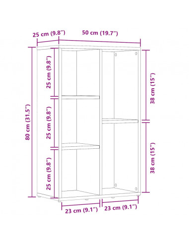 Libreria Legno Antico 45x25x80 cm in Legno Multistrato