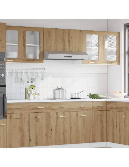 Pensile da Cucina Anta in Vetro Rovere Artigianale 60x31x60 cm