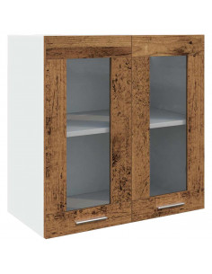 Pensile da Cucina con Anta in Vetro Legno Antico 60x31x60 cm