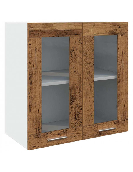 Pensile da Cucina con Anta in Vetro Legno Antico 60x31x60 cm