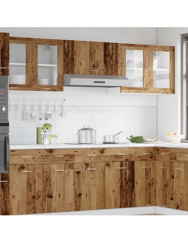 Pensile da Cucina con Anta in Vetro Legno Antico 60x31x60 cm