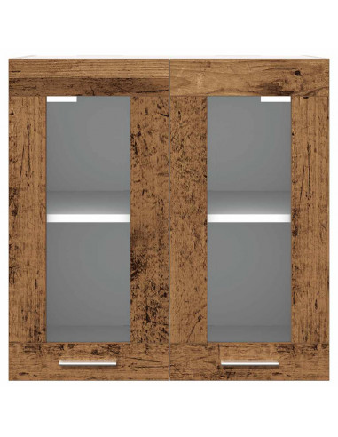 Pensile da Cucina con Anta in Vetro Legno Antico 60x31x60 cm