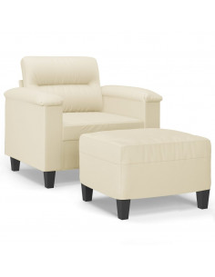 Poltrona con Poggiapiedi Crema 60 cm in Similpelle