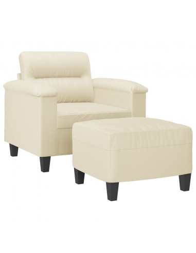 Poltrona con Poggiapiedi Crema 60 cm in Similpelle