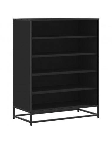 Scarpiera Nera 75x38x97,5 cm in Truciolato e Metallo