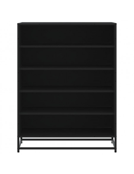 Scarpiera Nera 75x38x97,5 cm in Truciolato e Metallo
