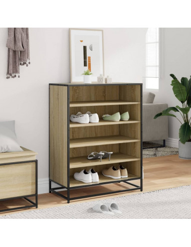 Scarpiera Rovere Sonoma 75x38x97,5 cm Legno Multistrato Metallo