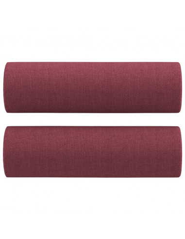Set di Divani 2 pz con Cuscini Rosso Vino in Tessuto