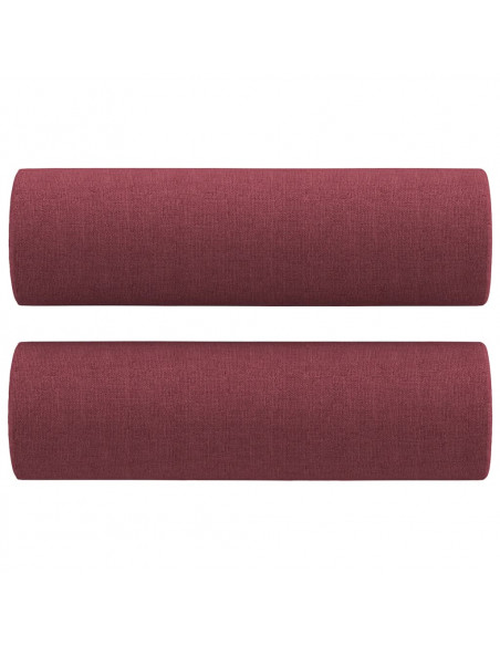 Set di Divani 2 pz con Cuscini Rosso Vino in Tessuto
