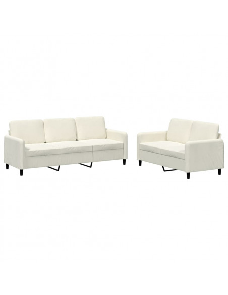 Set di Divani 2 pz Crema in Velluto
