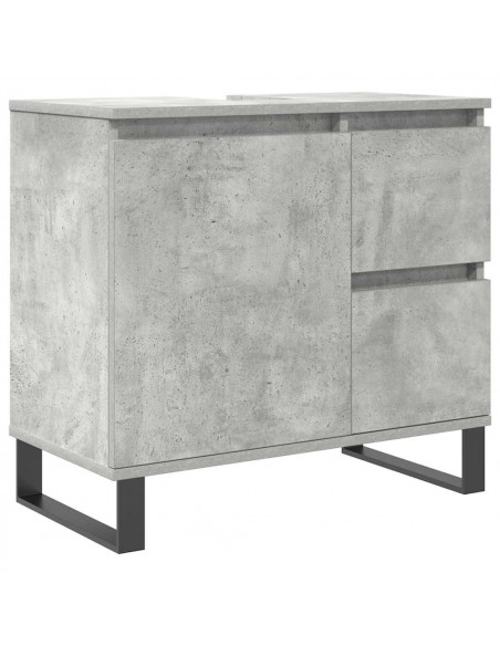 Set Mobili da Bagno 3 pz Grigio Cemento in Legno Multistrato