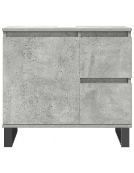 Set Mobili da Bagno 3 pz Grigio Cemento in Legno Multistrato