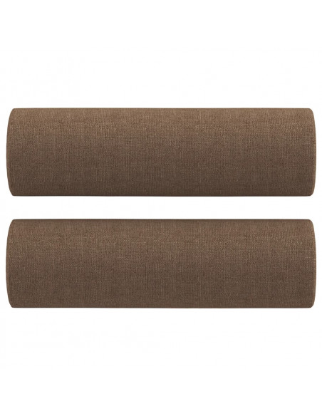 Set di Divani 3 pz con Cuscini Marrone in Tessuto