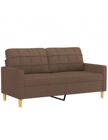 Set di Divani 3 pz con Cuscini Marrone in Tessuto