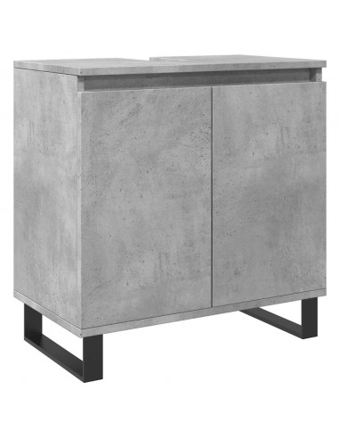 Set Mobili da Bagno 3 pz Grigio Cemento in Legno Multistrato