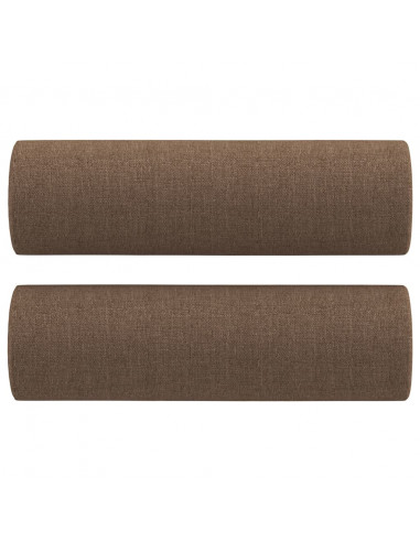 Set di Divani 3 pz con Cuscini Marrone in Tessuto