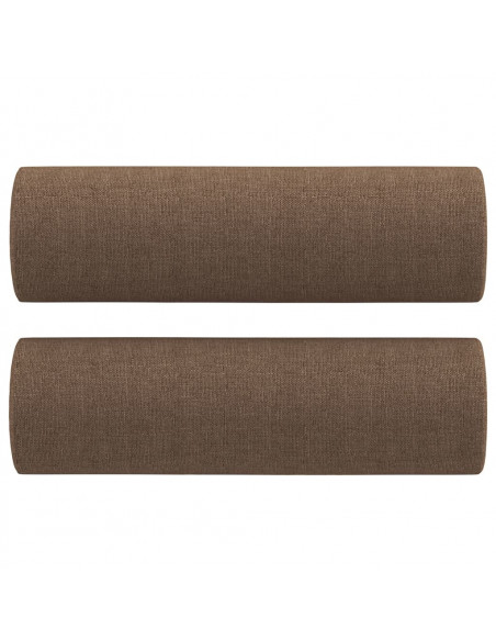 Set di Divani 3 pz con Cuscini Marrone in Tessuto