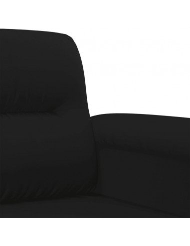 Set Divani 3 pz con Cuscini Nero in Tessuto Microfibra