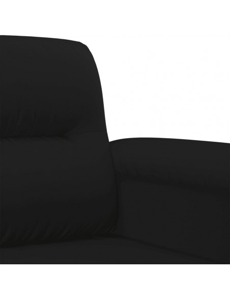 Set Divani 3 pz con Cuscini Nero in Tessuto Microfibra