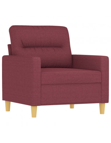 Set di Divani 3 pz con Cuscini Rosso Vino in Tessuto