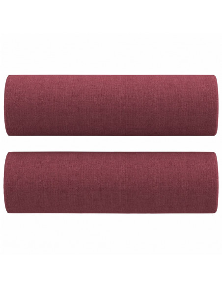 Set di Divani 3 pz con Cuscini Rosso Vino in Tessuto