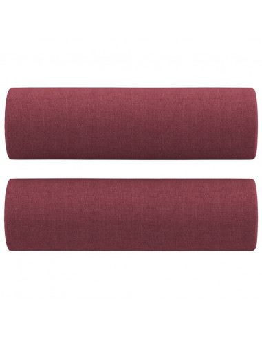 Set di Divani 4 pz con Cuscini Rosso Vino in Tessuto