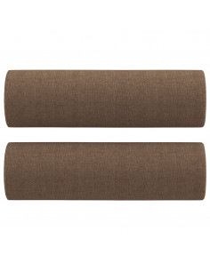 Set di Divani 4 pz con Cuscini Marrone in Tessuto