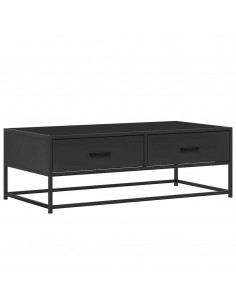 Tavolino Salotto Nero 100x50x35 cm Legno Multistrato e Metallo