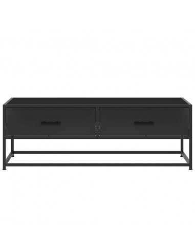 Tavolino Salotto Nero 100x50x35 cm Legno Multistrato e Metallo