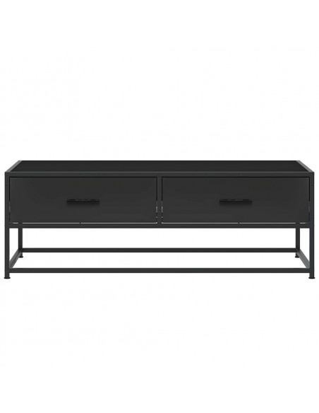 Tavolino Salotto Nero 100x50x35 cm Legno Multistrato e Metallo