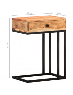 Tavolino Laterale a Forma di U 45x30x61 cm in Massello Acacia