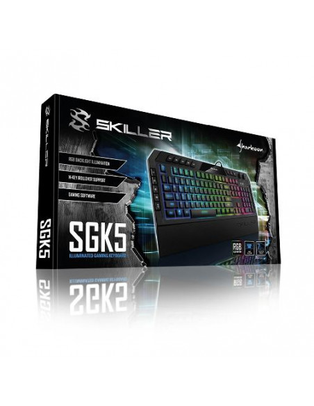 SHARKOON TASTIERA GAMING A MEMBRANA SKILLER SGK5 6 ZONE RGB, POGGIAPOLSI REMOVIBILE