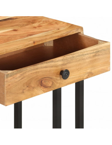 Tavolino Laterale a Forma di U 45x30x61 cm in Massello Acacia