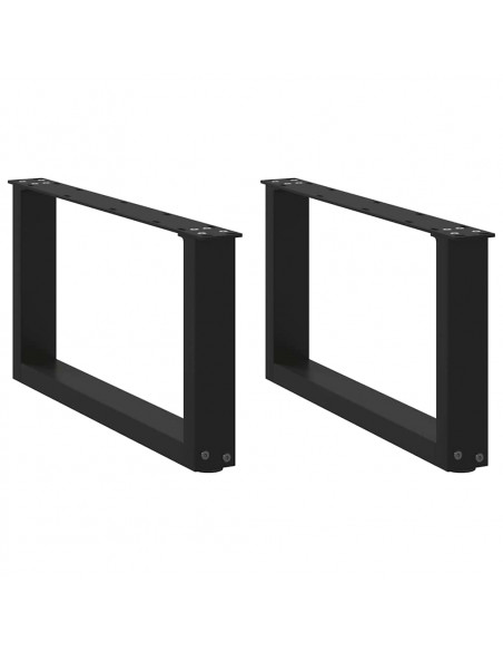 Gambe Tavolino da Caffè a U 2 pz Nero 70x(30-31) cm in Acciaio