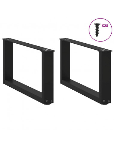 Gambe Tavolino da Caffè a U 2 pz Nero 70x(30-31) cm in Acciaio