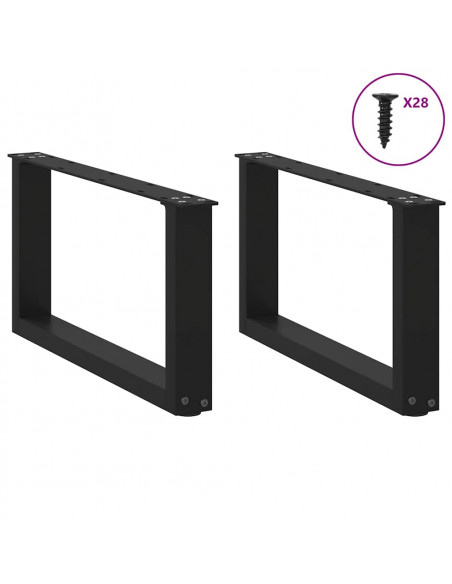 Gambe Tavolino da Caffè a U 2 pz Nero 70x(30-31) cm in Acciaio