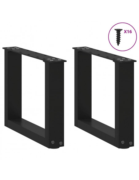 Gambe per Tavolino da Caffè a Forma di U 2 pz Nere 30x(30-31) cm Acciaio