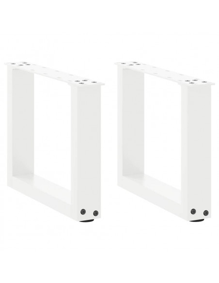 Gambe Tavolino da Caffè a U 2 pz Bianco 40x(30-31)cm in Acciaio